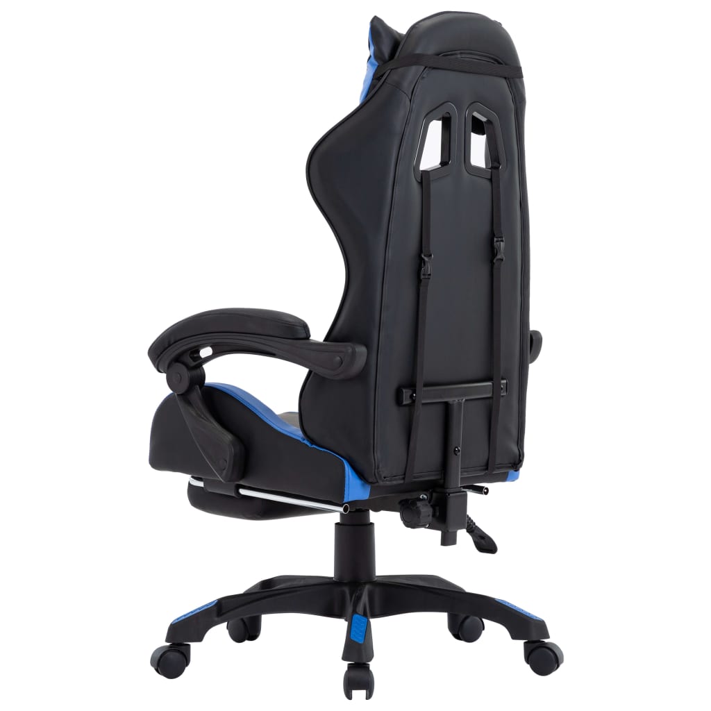 vidaXL Гоночне крісло з підставкою для ніг Синій/Чорний Штучна шкіра
