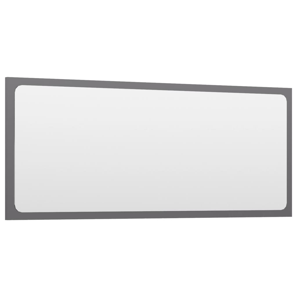 804629 vidaXL Bathroom Mirror High Gloss Grey 90x1,5x37 cm Chipboard