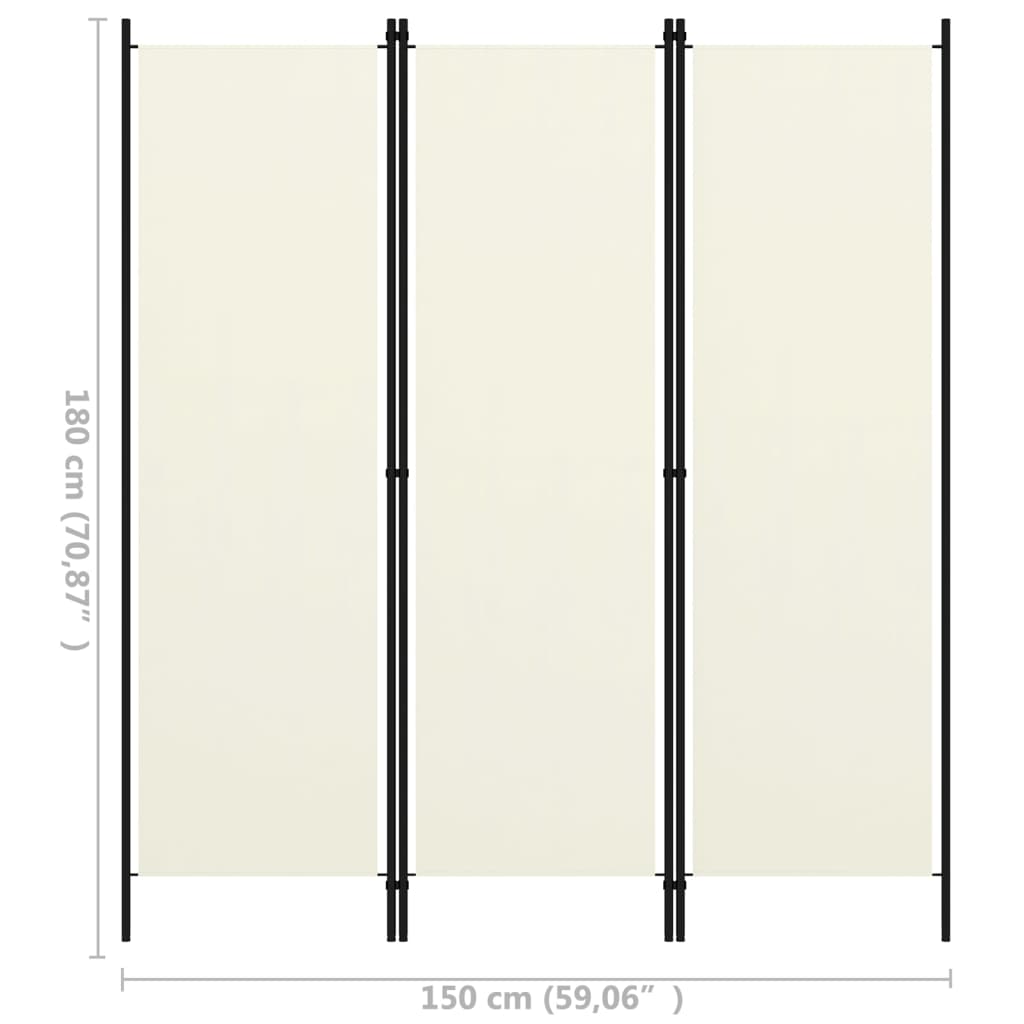 vidaXL 3-Панельна Кімнатна Перегородка Кремово-Білий 150x180 см