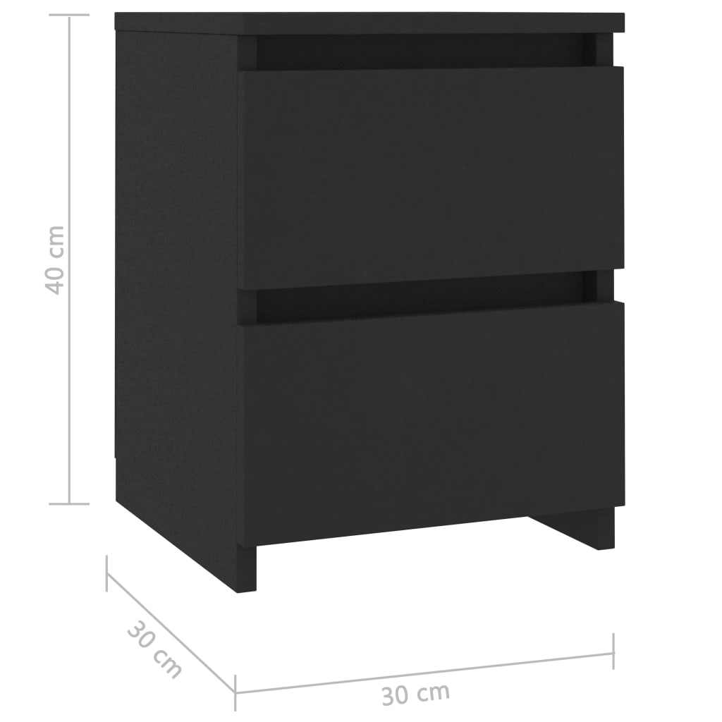 800515 vidaXL Bedside Cabinet Black 30x30x40 cm Chipboard