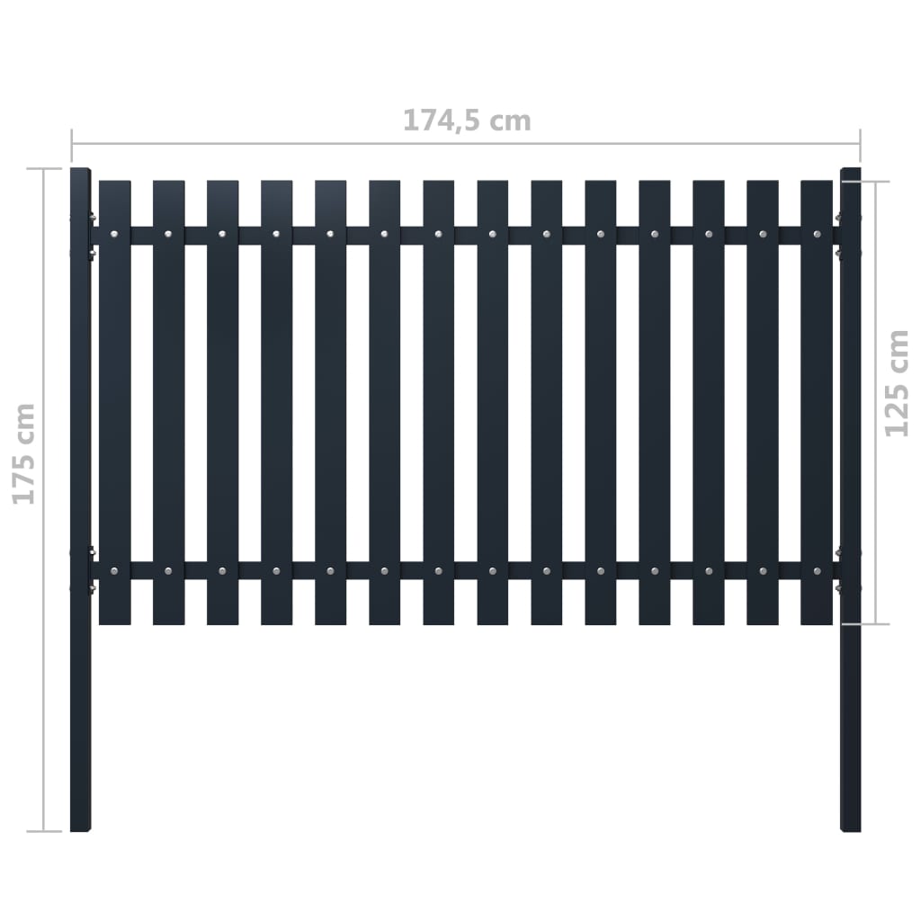 146472 vidaXL Fence Panel Anthracite 174,5x125 cm Powder-coated Steel