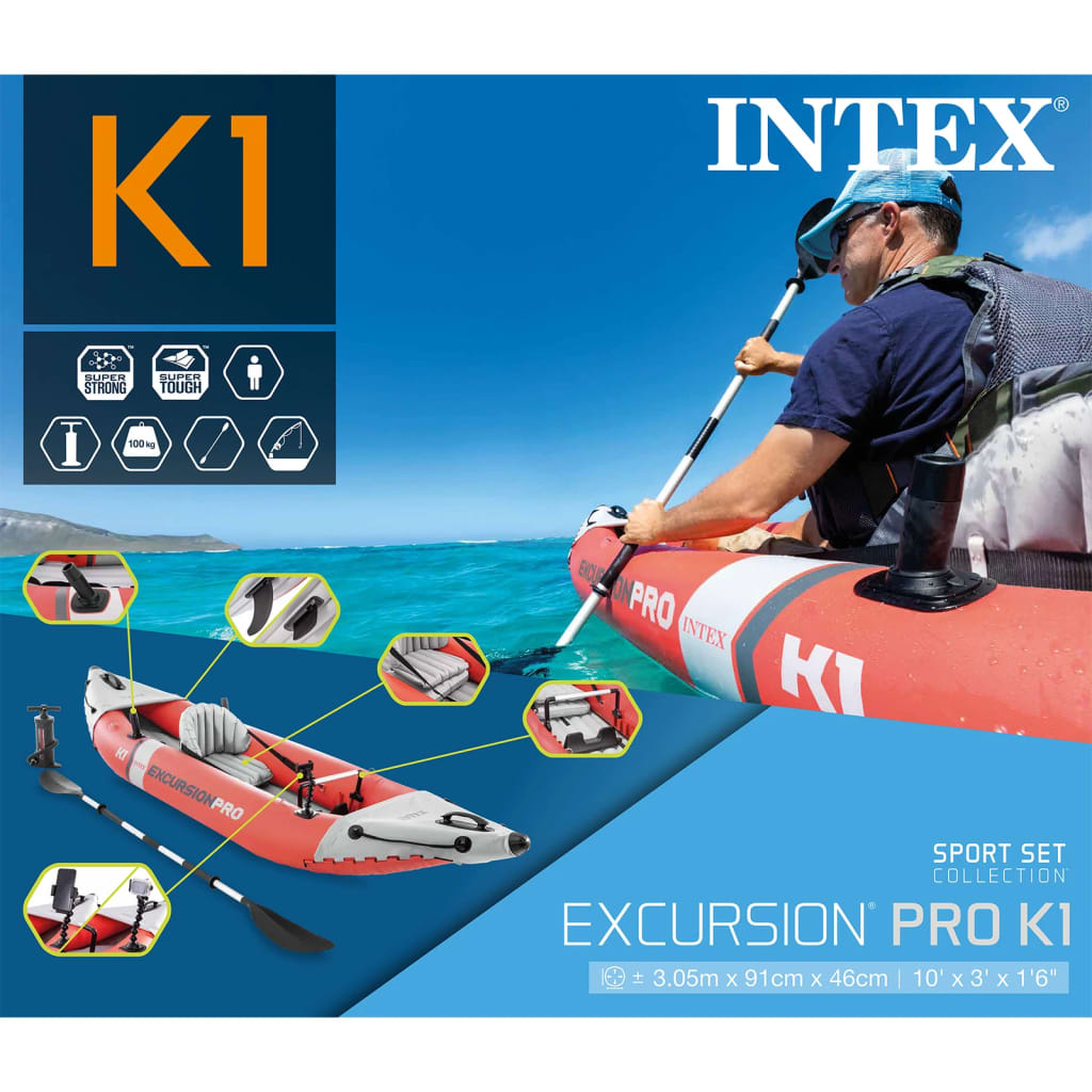 Intex Надувна байдарка "Excursion Pro К1" 305x91x46 см