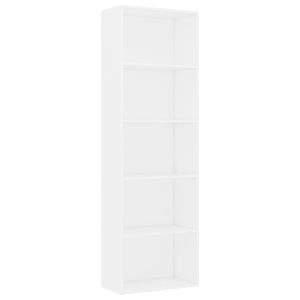 800990 vidaXL 5-Tier Book Cabinet White 60x30x189 cm Chipboard