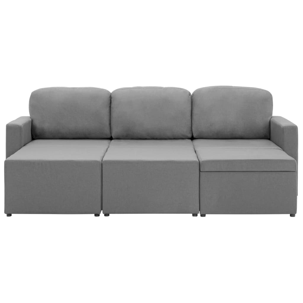 vidaXL 3-місний модульний диван-ліжко Світло-сірий Тканина