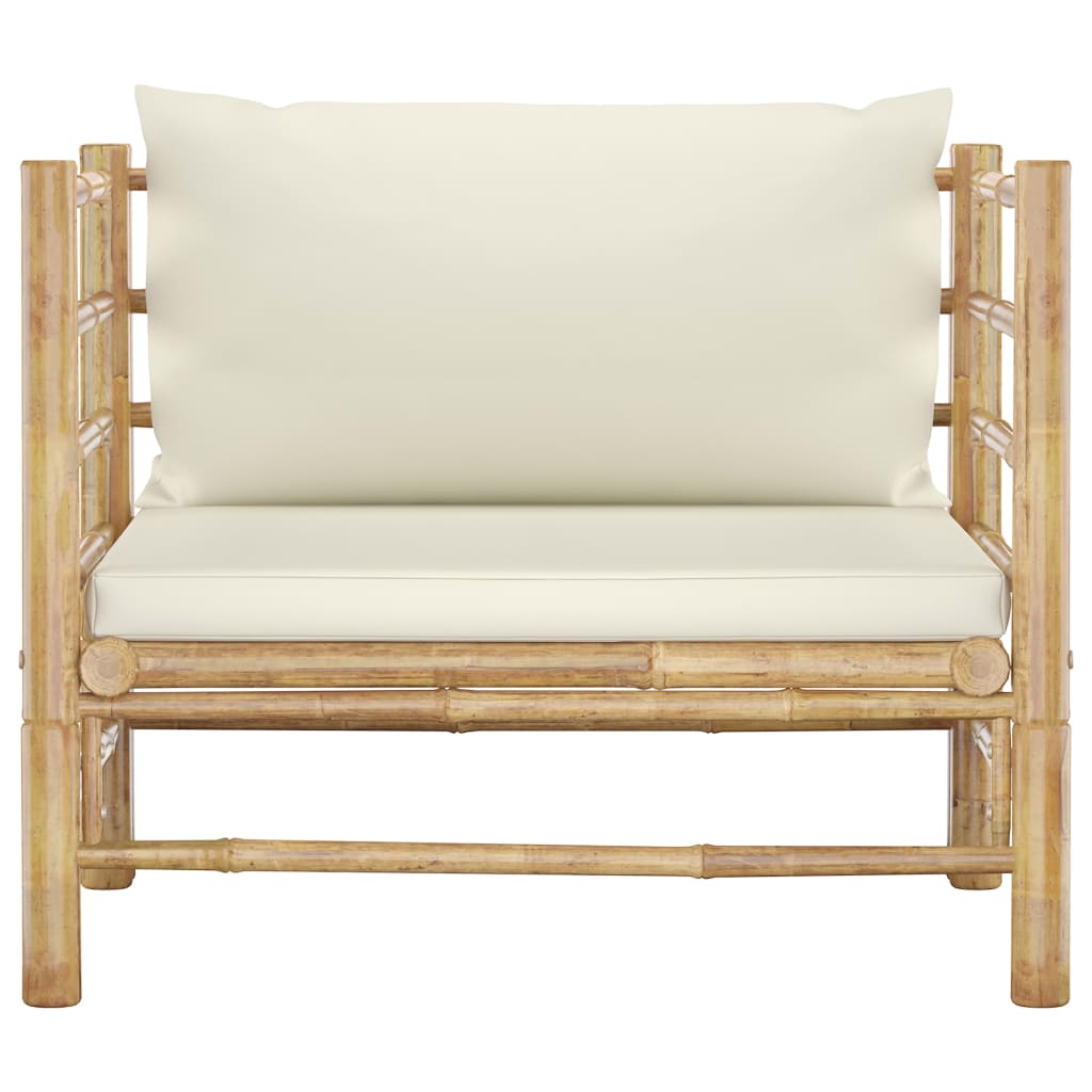 vidaXL Садовий диван з кремово-білими подушками Бамбук