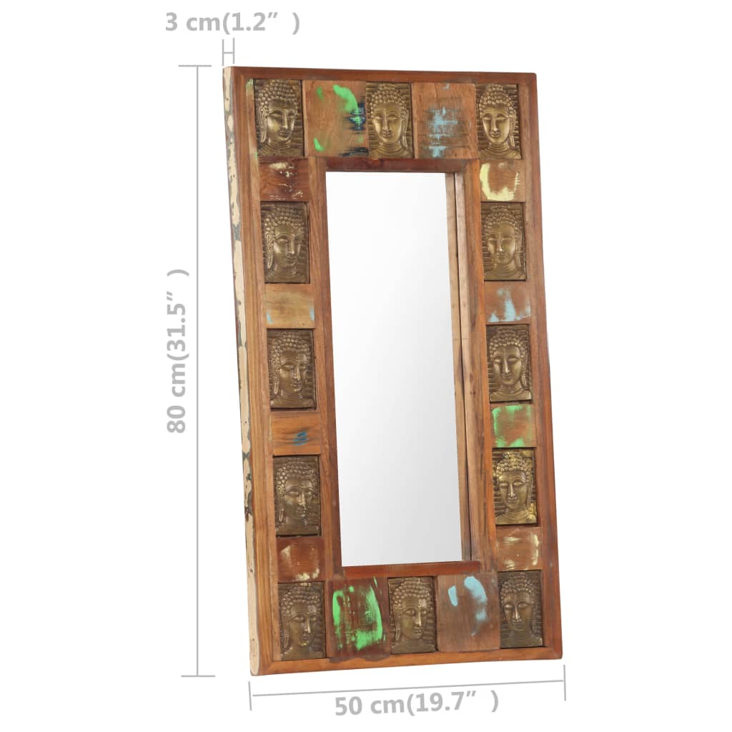 vidaXL Дзеркало з образами Будди 50x80 см Масив відновленої деревини