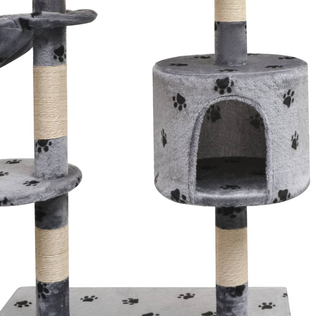 vidaXL Дерево для котів з сизальними дряпками Сірий Відбитки лап 125 см