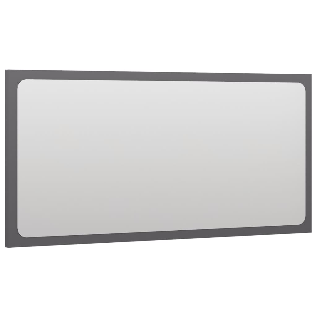 804621 vidaXL Bathroom Mirror High Gloss Grey 80x1,5x37 cm Chipboard