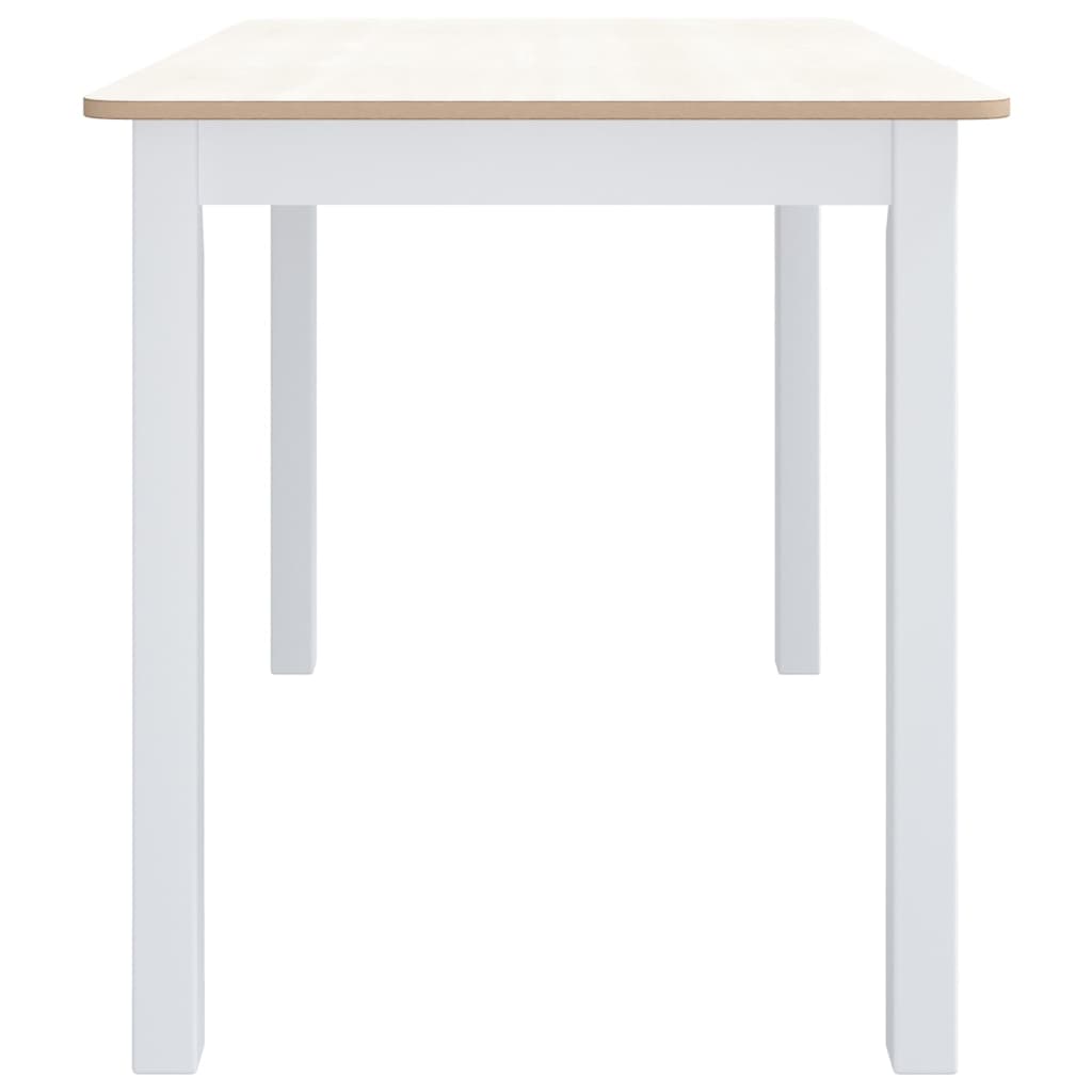 vidaXL Обідній стіл Білий і коричневий 114x71x75 см Масив гевеї