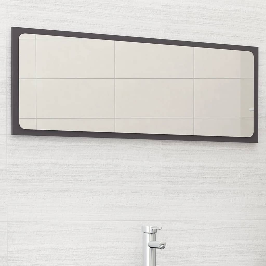804637 vidaXL Bathroom Mirror High Gloss Grey 100x1,5x37 cm Chipboard