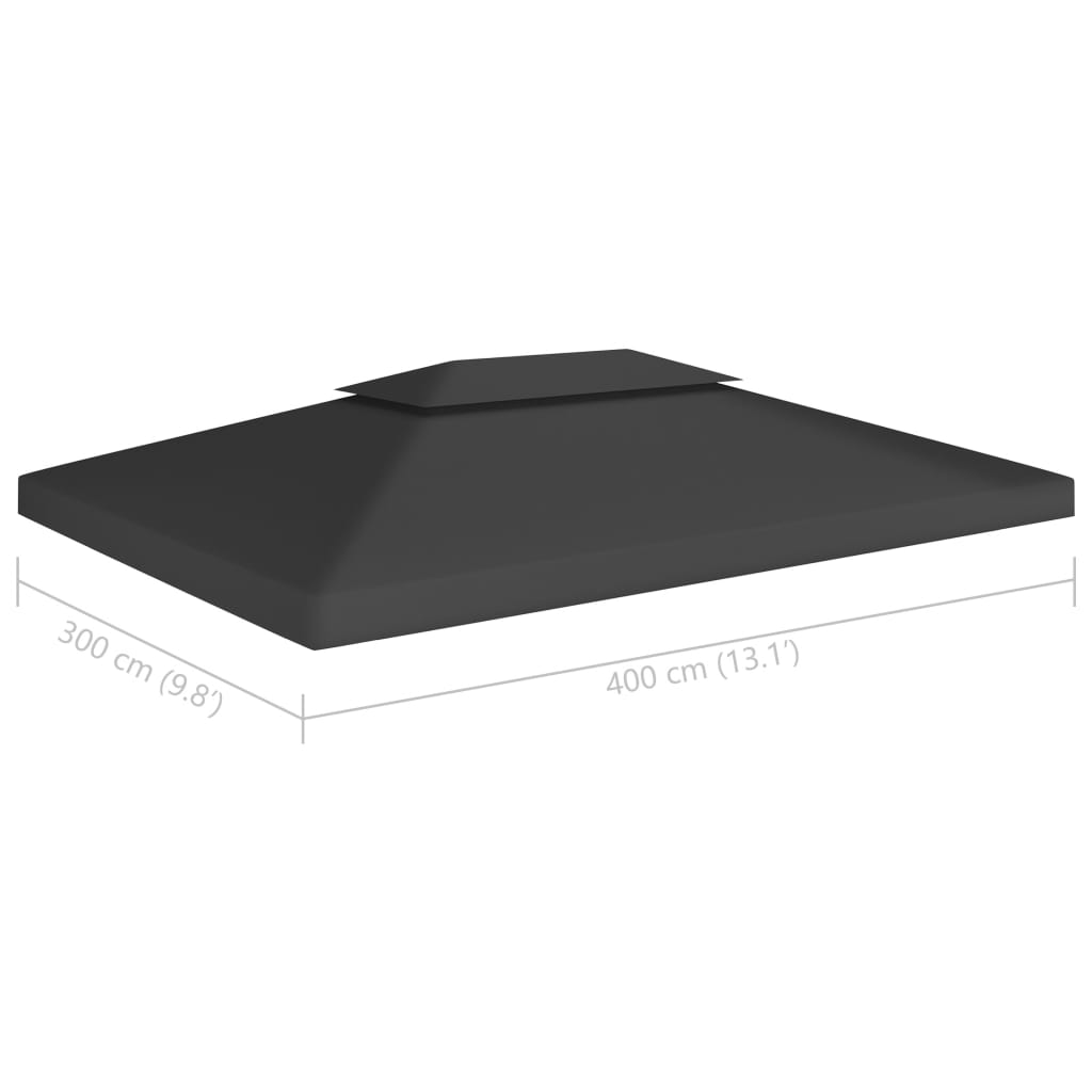 vidaXL 2-рівневе покриття для альтанки 310 г/м² Чорний 4x3 м