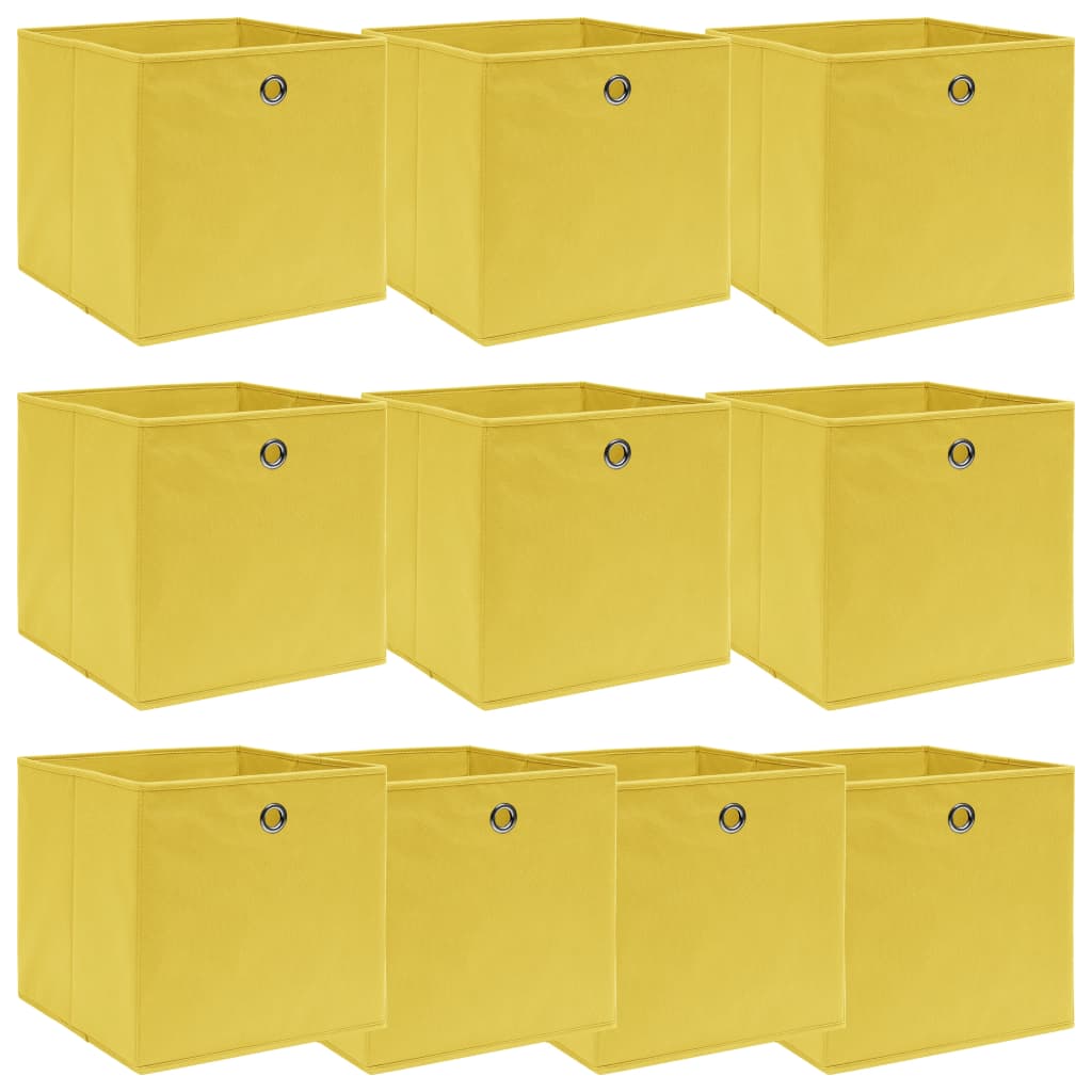 vidaXL Коробки для Зберігання 10 шт Жовтий 32x32x32 см Тканина