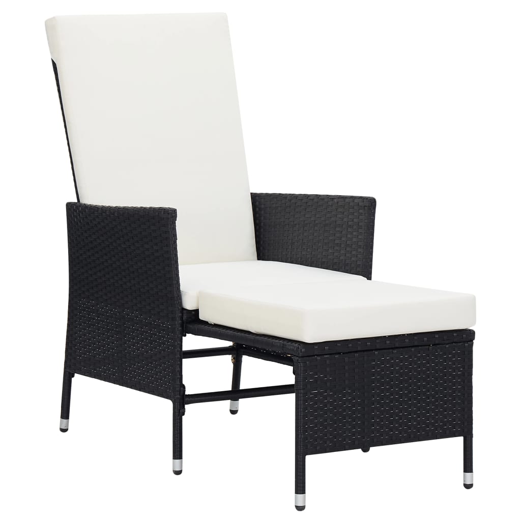vidaXL Відкидне садове крісло з подушками Чорний Поліротанг