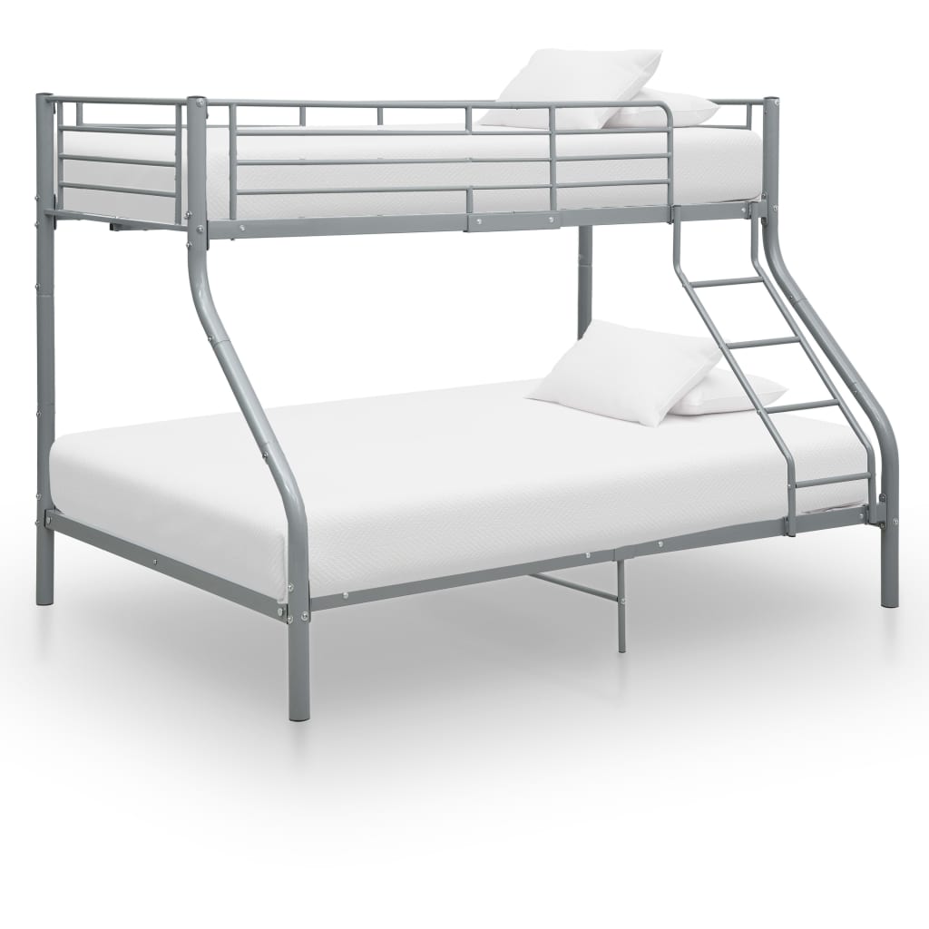 vidaXL Каркас двоярусного ліжка Сірий 140x200 см/90x200 см Метал