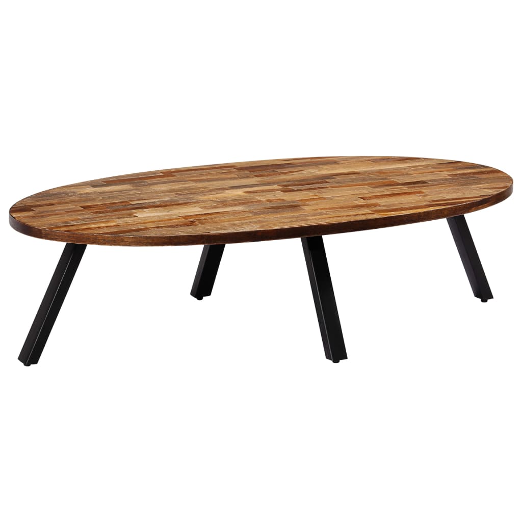 vidaXL Журнальний столик овальний 120x60x30см Відновлена деревина тика