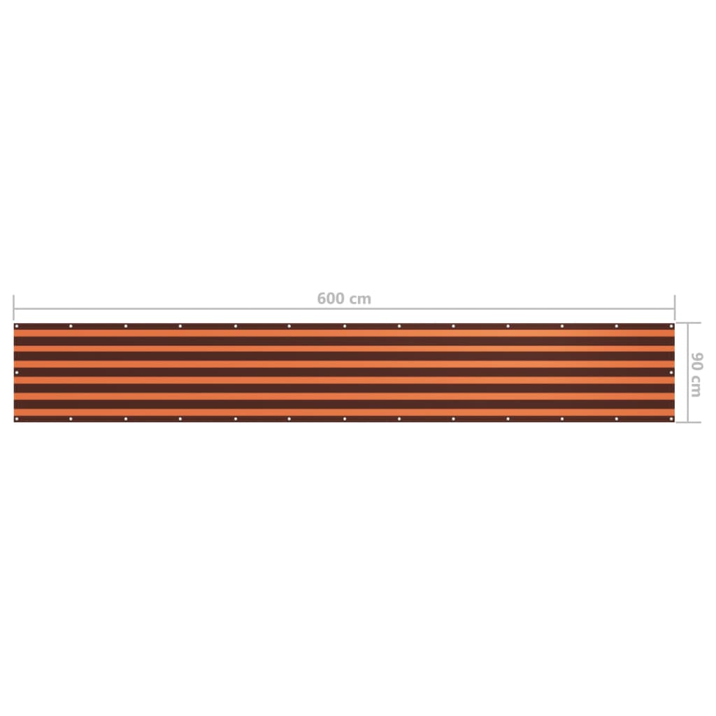134931 vidaXL Balcony Screen Orange and Brown 90x600 cm Oxford Fabric
