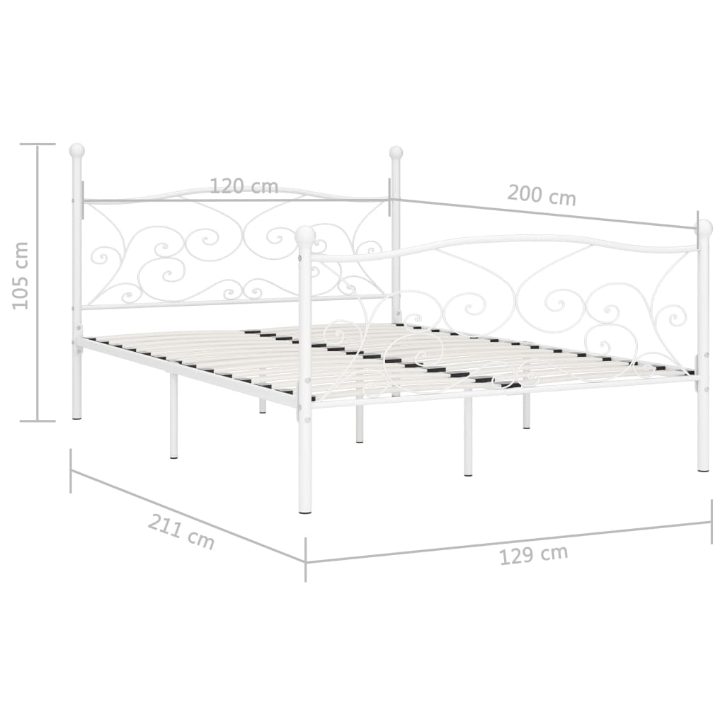 vidaXL Каркас ліжка з ламельною основою Білий 120x200 см Метал